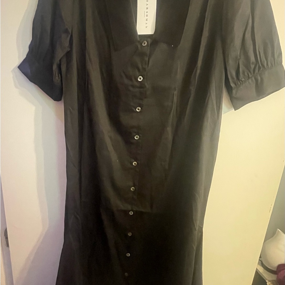NWT Harshman “Vicky” Black Button-Down Dress - 100% Cotton - Sz Small